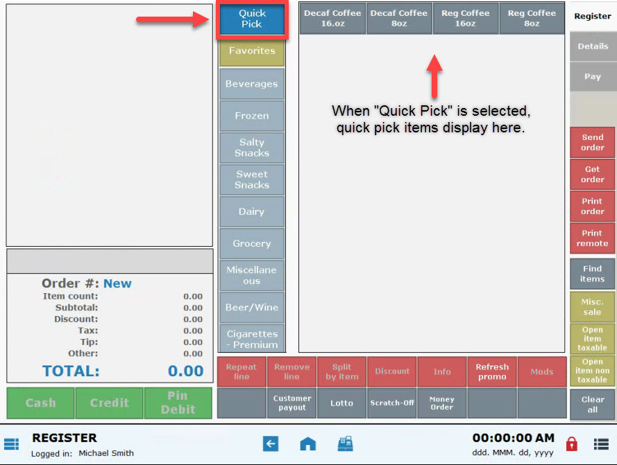 Enable Quick Picks Exatouch Knowledge Base