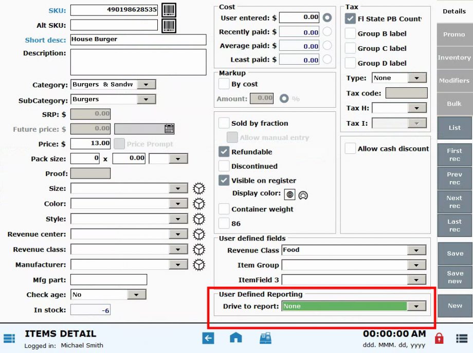 User-Defined Reporting for Items and Services - Exatouch Knowledge Base