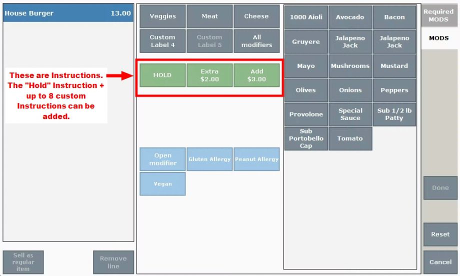 Create Instruction Modifiers - Exatouch Knowledge Base