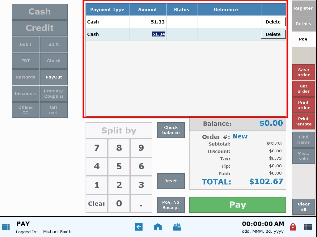 Split a Payment - Prior Releases - Exatouch Knowledge Base