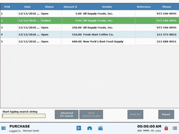 Find Purchase Orders - Prior Releases - Exatouch Knowledge Base
