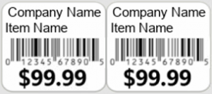 Split Label measuring 1 inch wide and 1 inch long