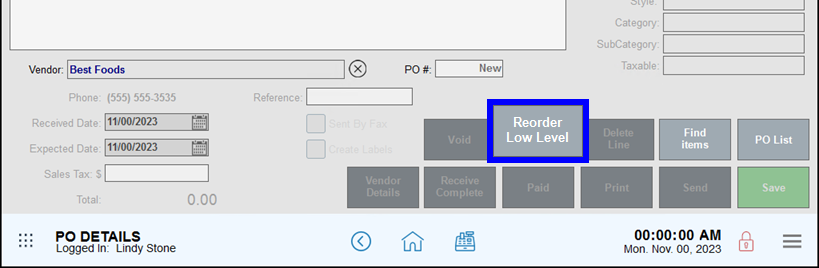 Reorder low level button highlighted
