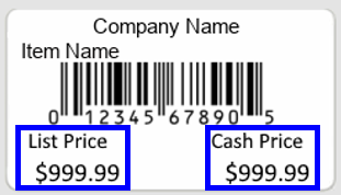 List price and cash price highlighted on shelf label