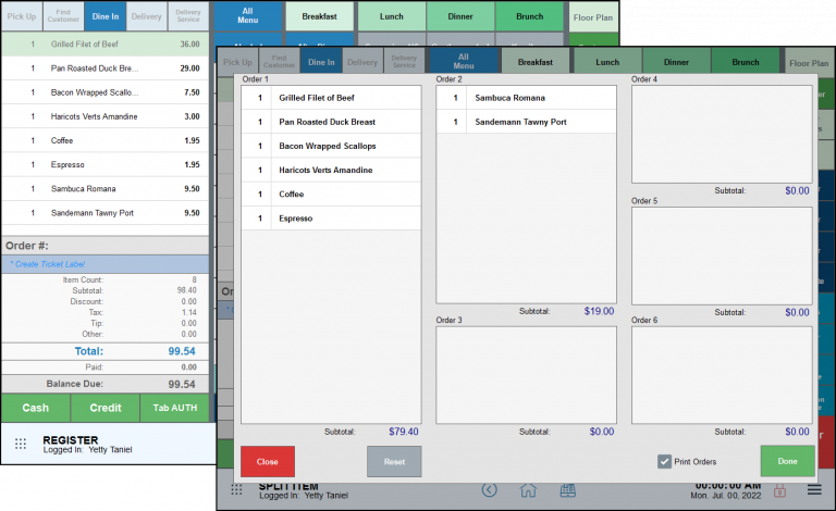 Split Orders or Checks by Item – Exatouch Knowledge Base