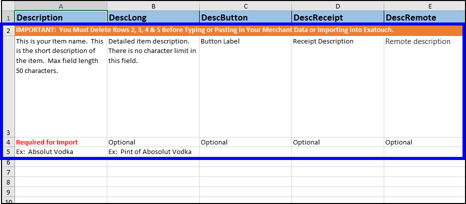 Data in rows and columns to be deleted from spreadsheet highlighted