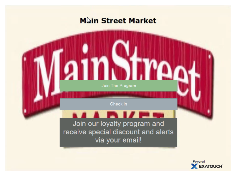 Main street market business logo as kiosk screen