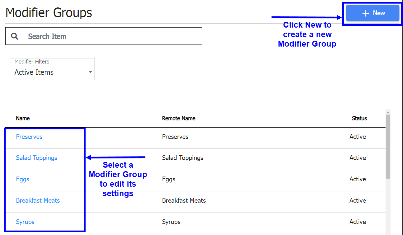 Modifier groups and new button highlighted