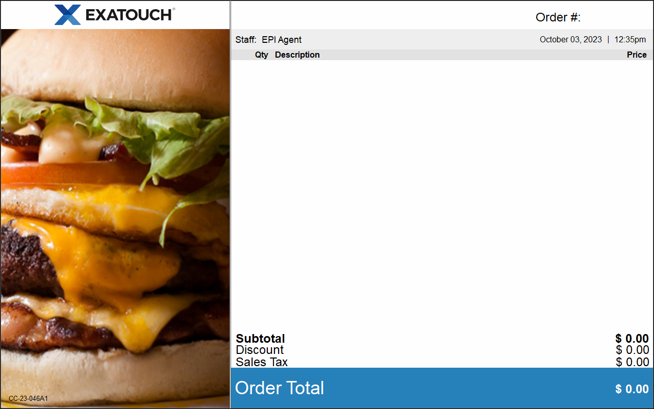 Cheeseburger displays in slide show on customer facing display