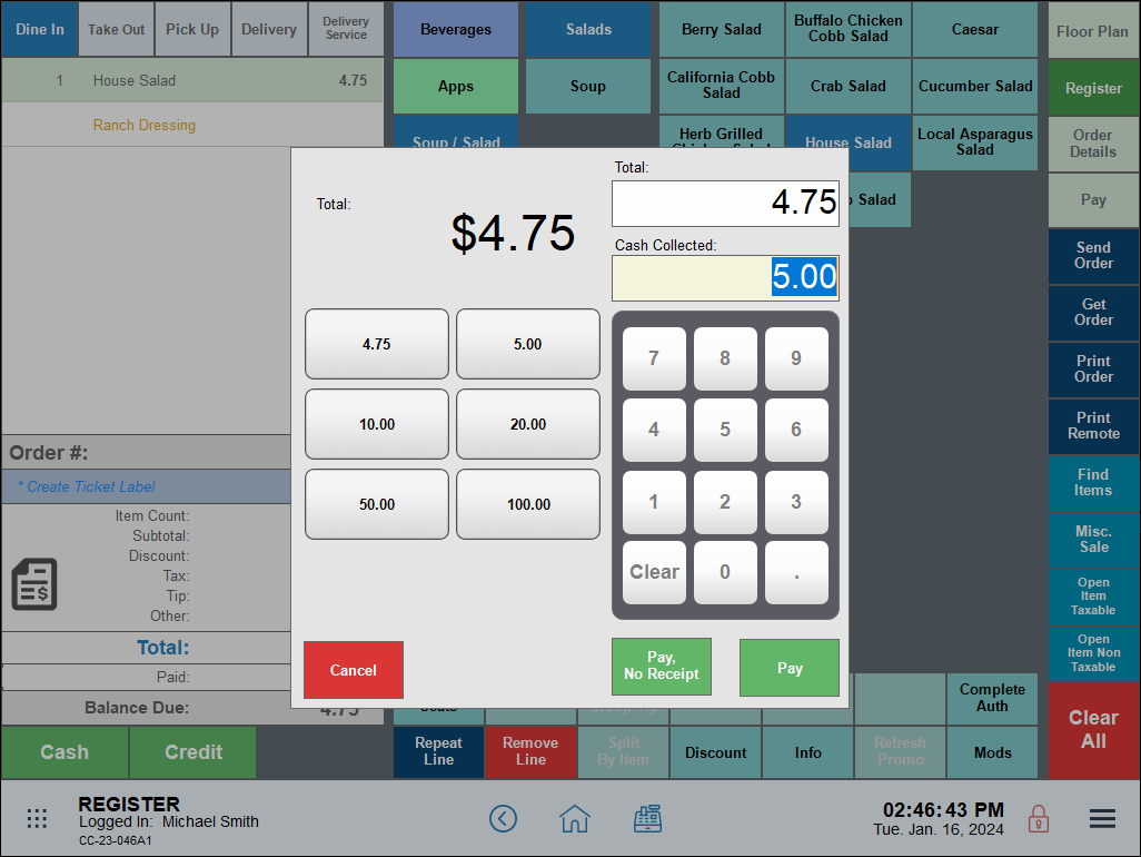 Payment calculator pop-up screen displays