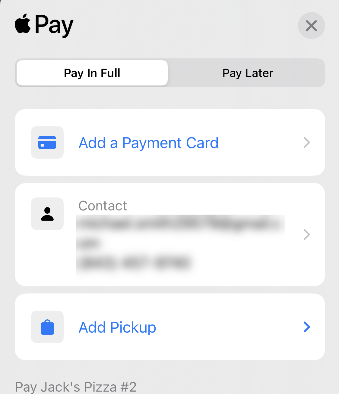 Checkout with apple pay screen displays on smartphone