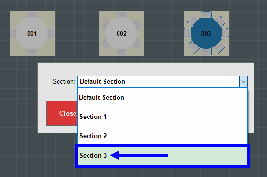Section 3 highlighted in section drop-down menu