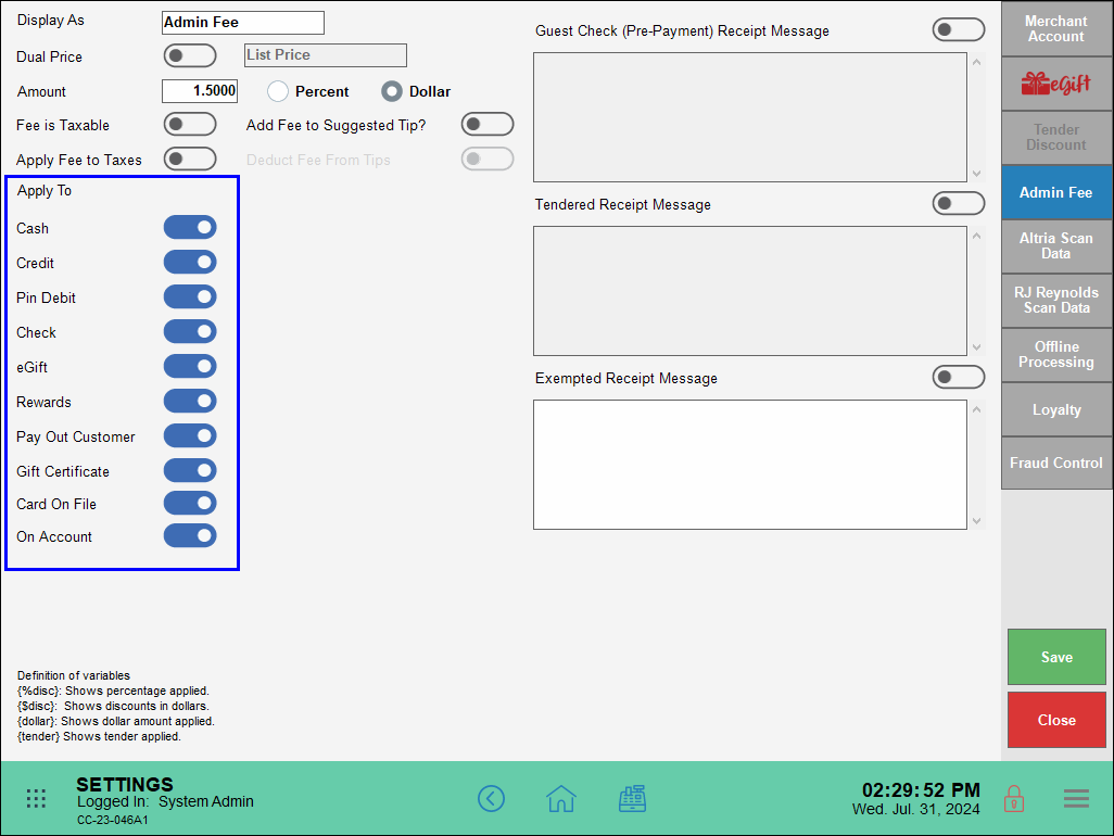 All tender types enabled