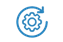 This is an blue icon that represents notifications on merchant systems if they have version 8.370 and beyond installed. There is a settings gear in the center, with a clockwise arrow around the gear.