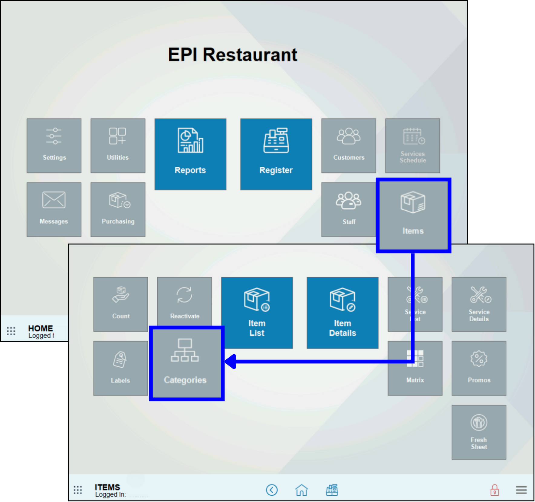 01-Open-Order-Firing-to-Remote-Printer-Home-Item-Categories-screens.png