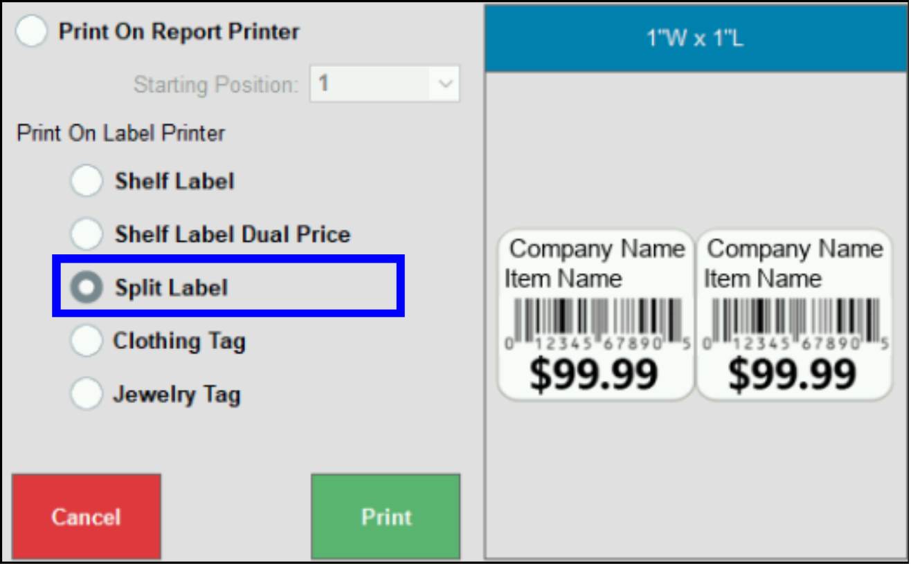 Split labels sample