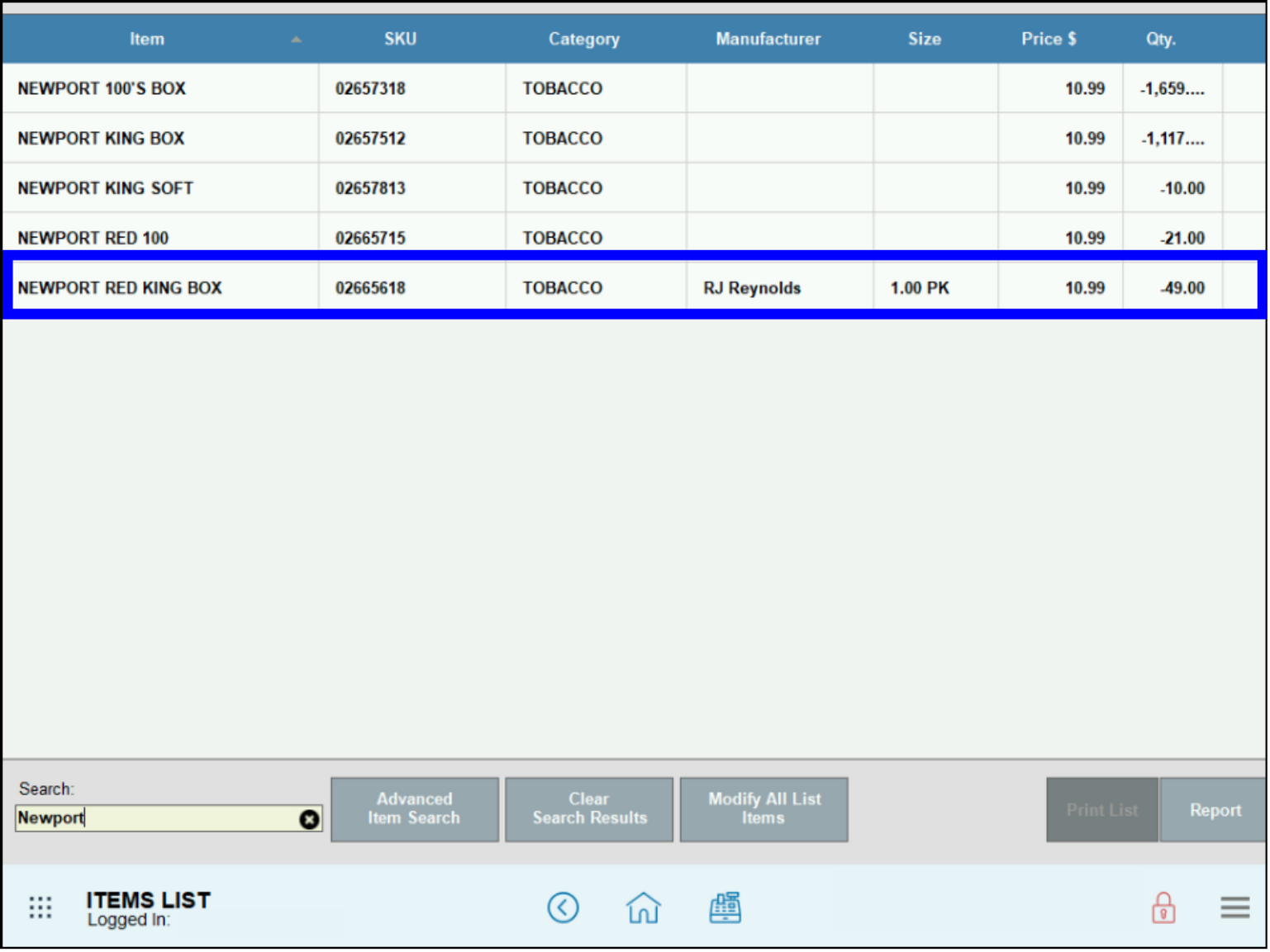 Scan-Data-RJR-Select-product-Items-List