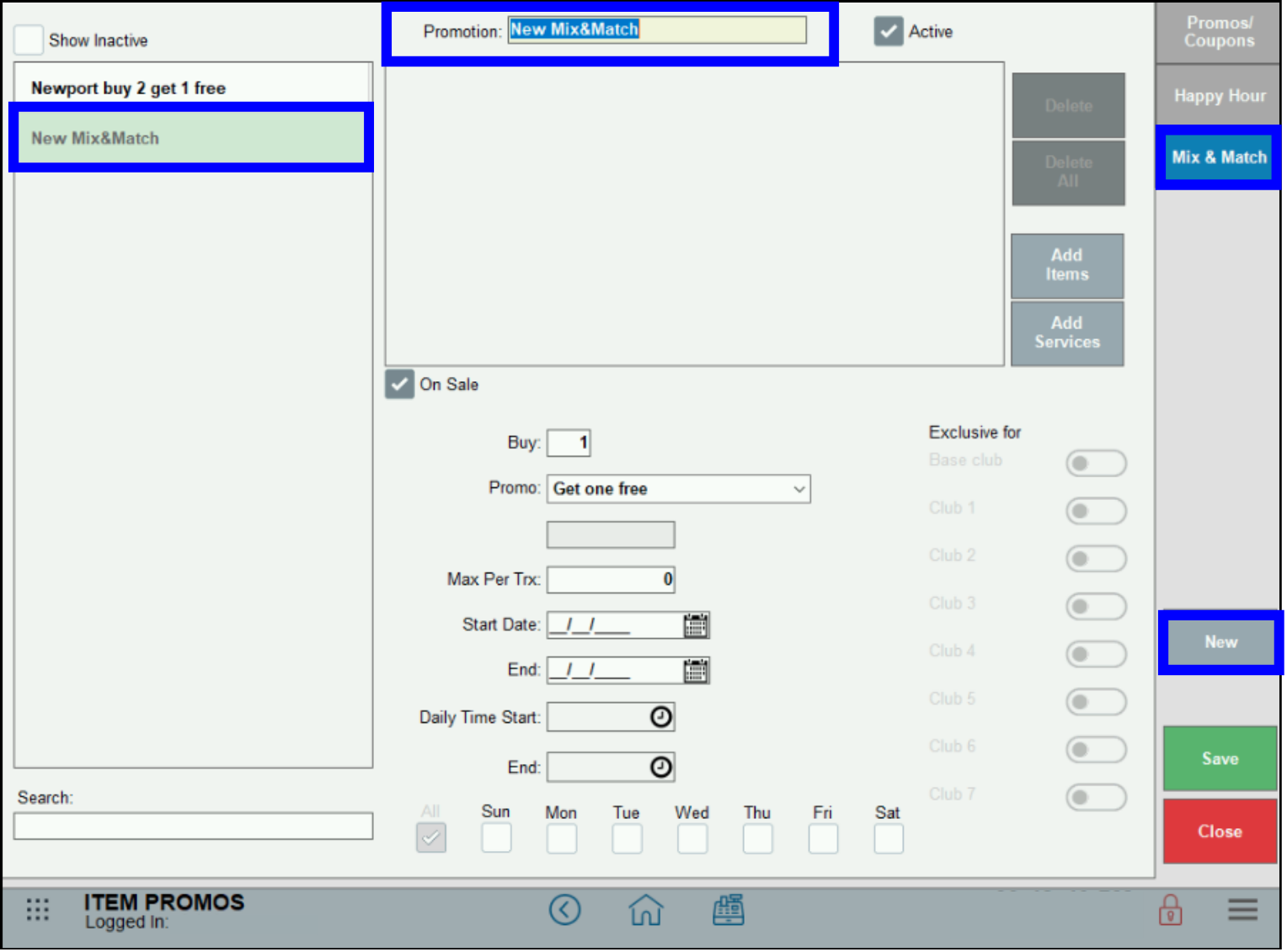 Scan Data Altria - Mix and Match tab create new promo