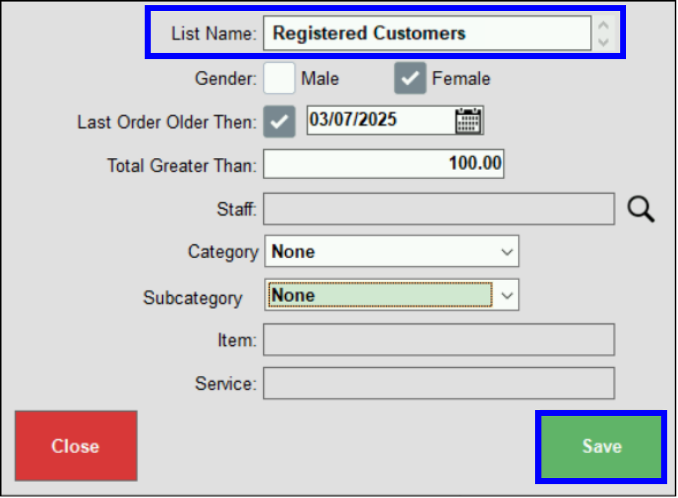 Save button highlighted on 