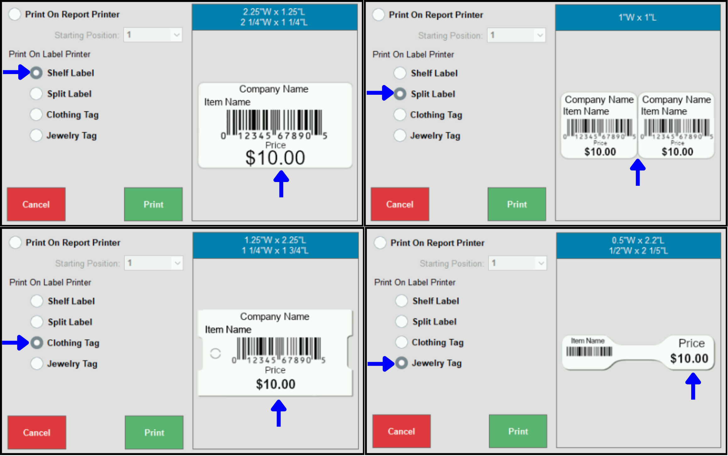 All Dual Price label options for merchant who is not using Dual Pricing program