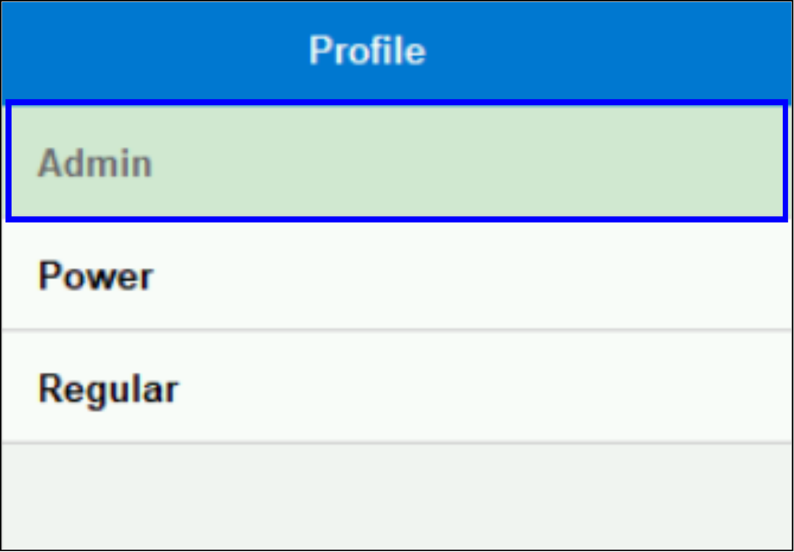 Activity log select the correct user profile for access to system