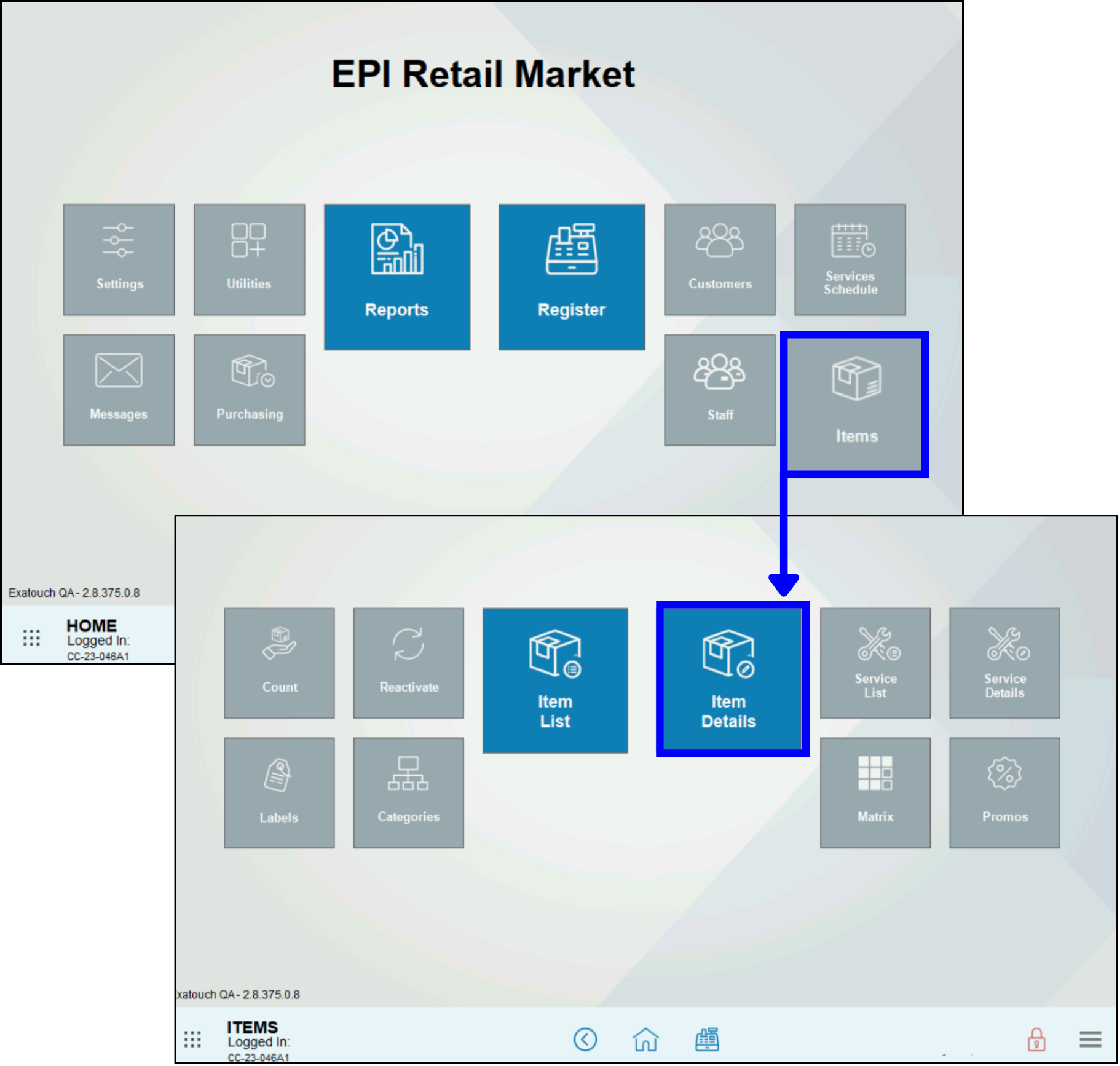 Navigate to Home, Items, Item details to create a Group