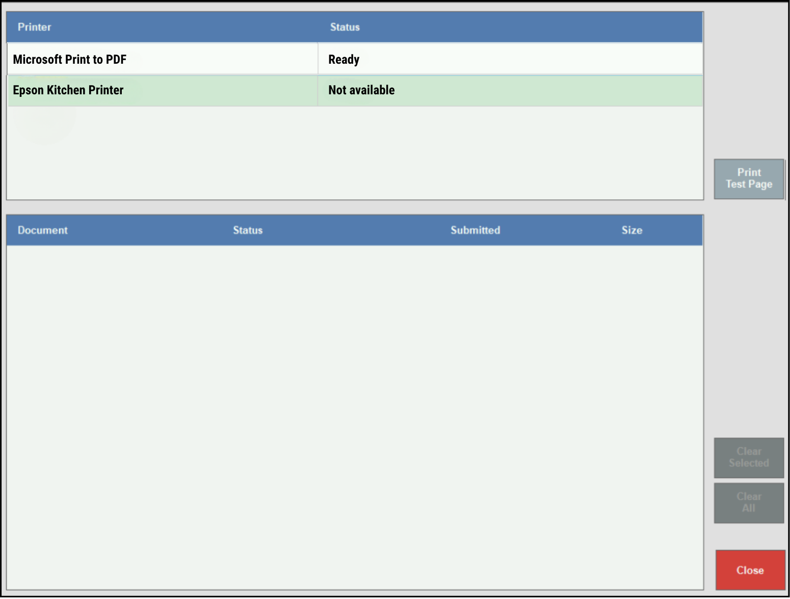 Troubleshooting Printers -  Printer status page showing printer not available message