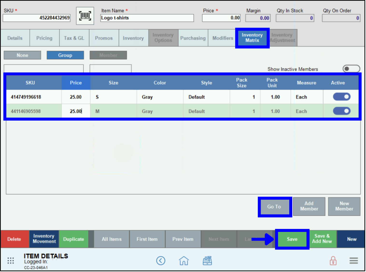 See member details by selecting an item and tapping the Go To button