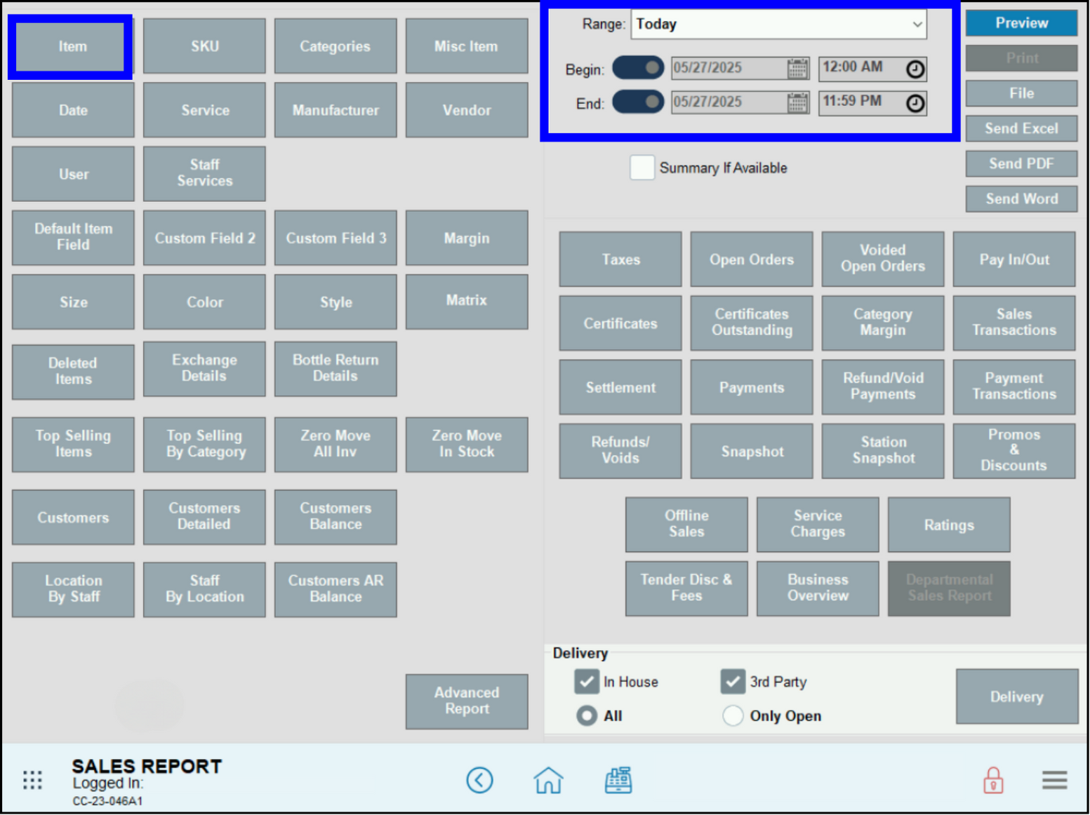 Run Sales reports for matrix items