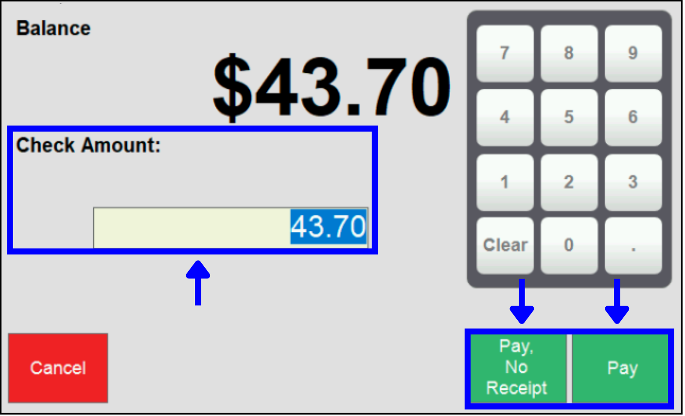 Click Pay or Pay, No Receipt. 