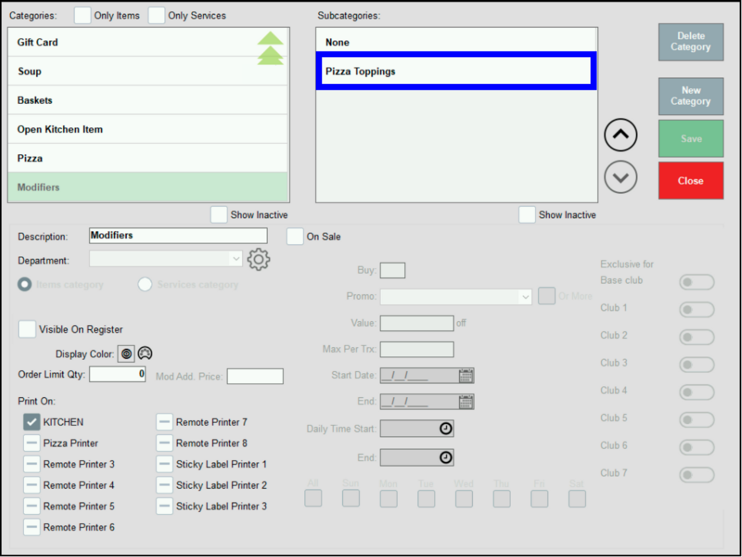  New modifier subcategory is active