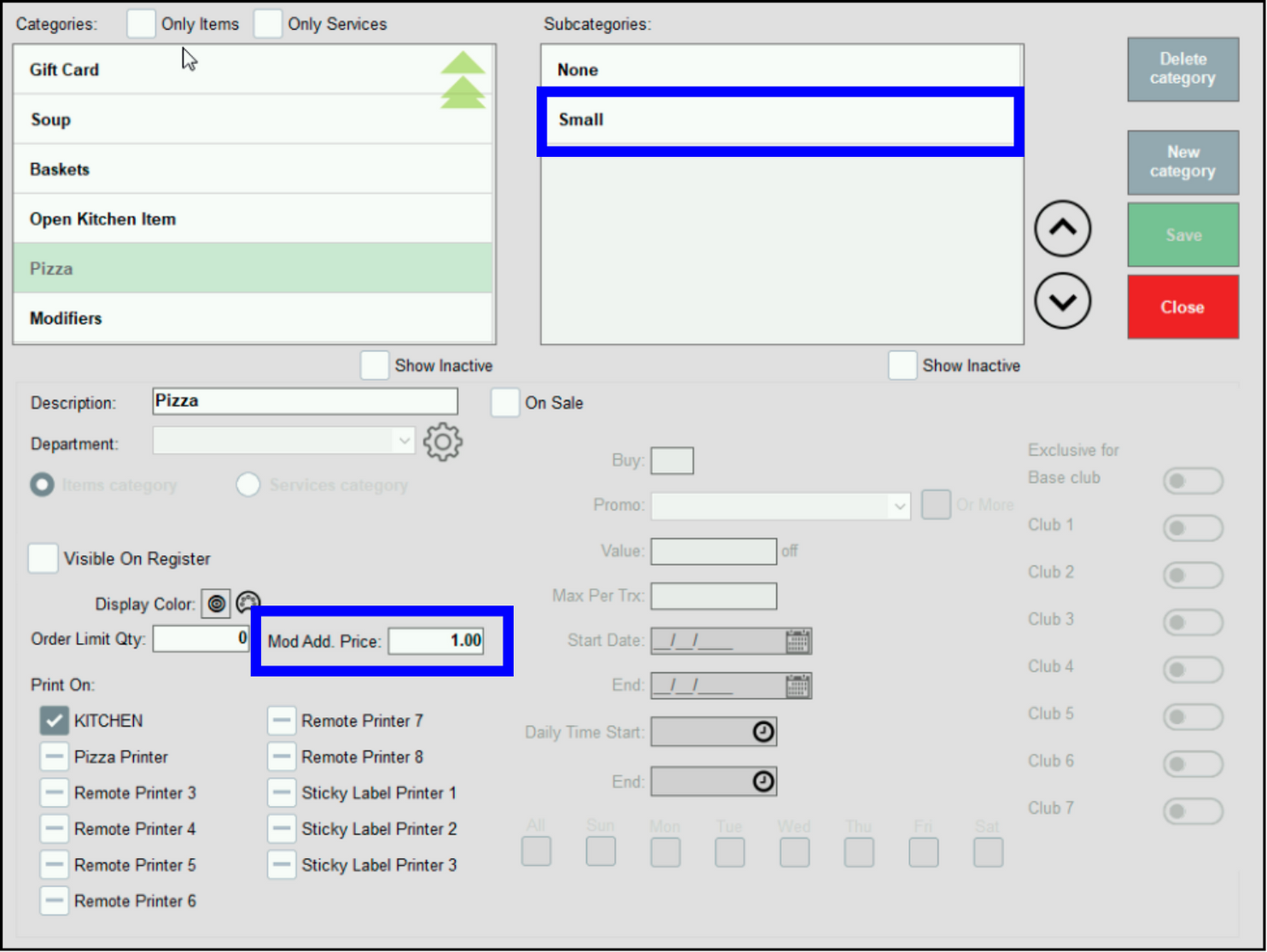  Add modifier price