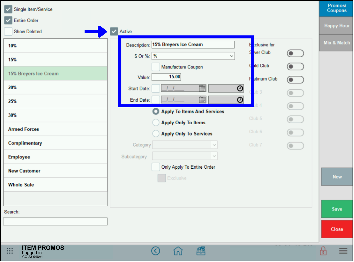  Check active checkbox 