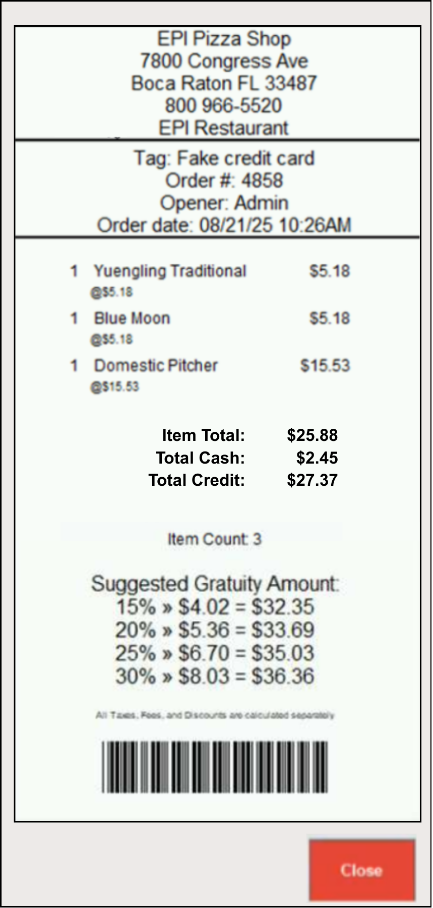  Itemized Receipt 