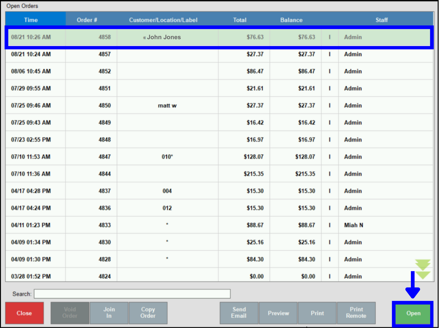  Select Order 