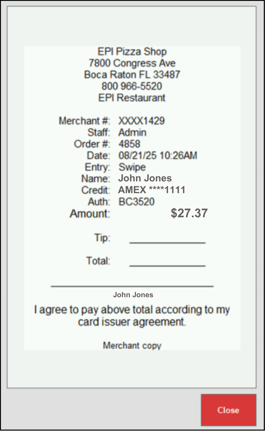  Tip Receipt 