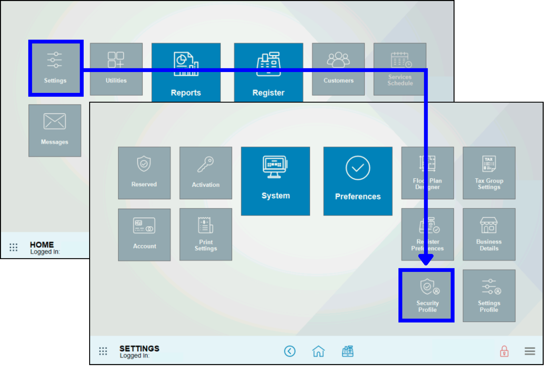 Navigate to Security Profile