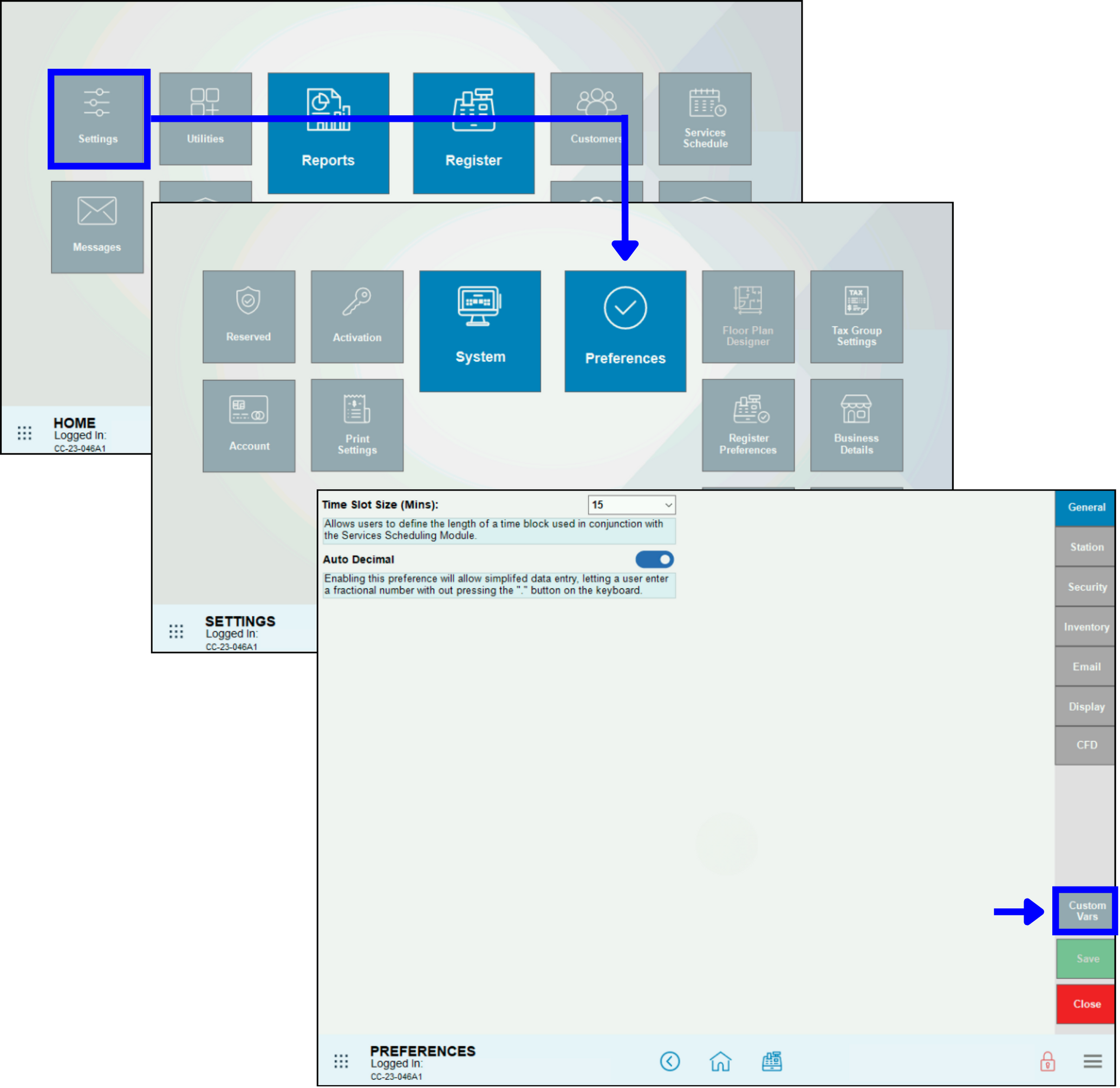 Navigate to Quick Menu