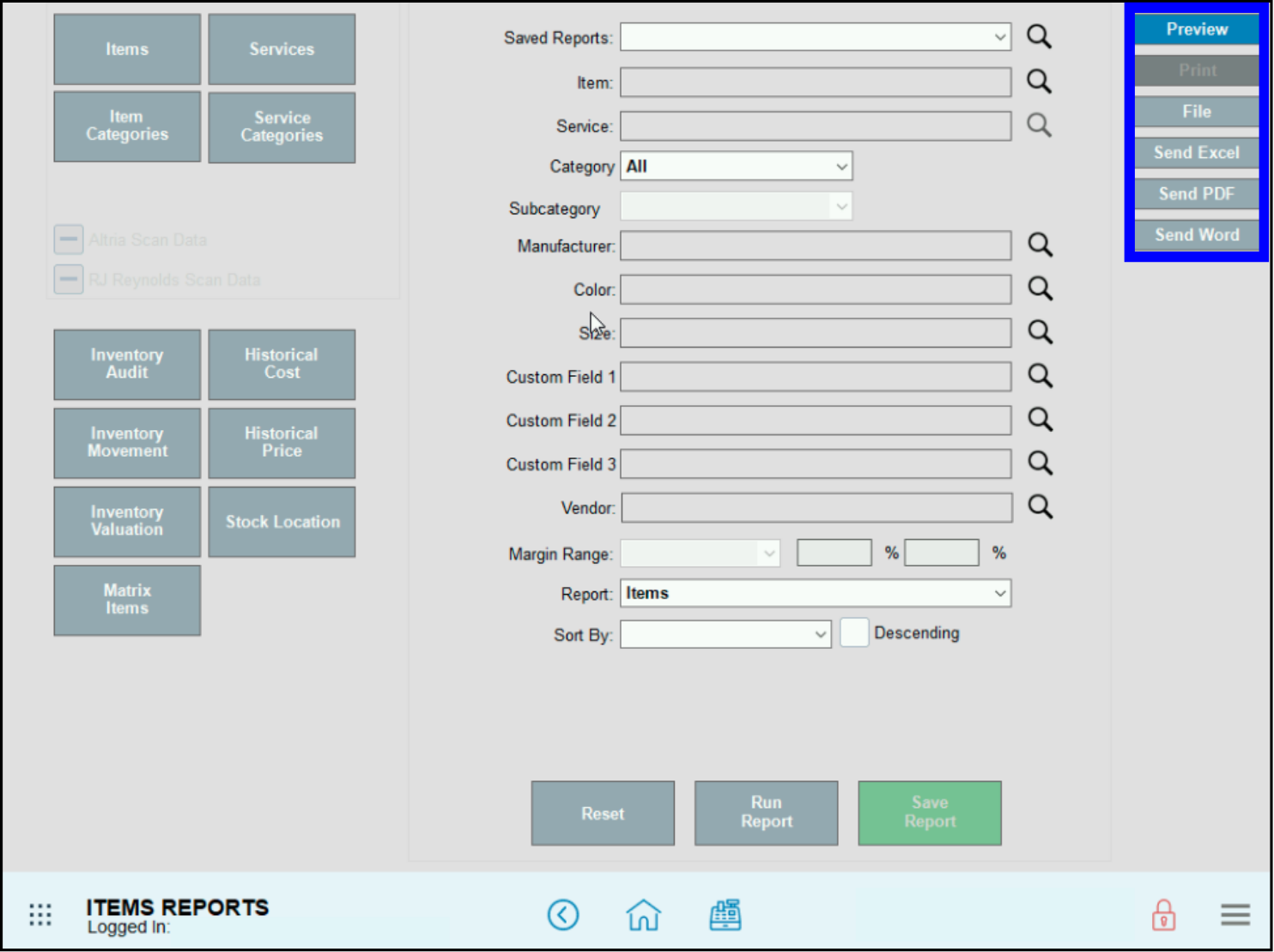 Choose report format