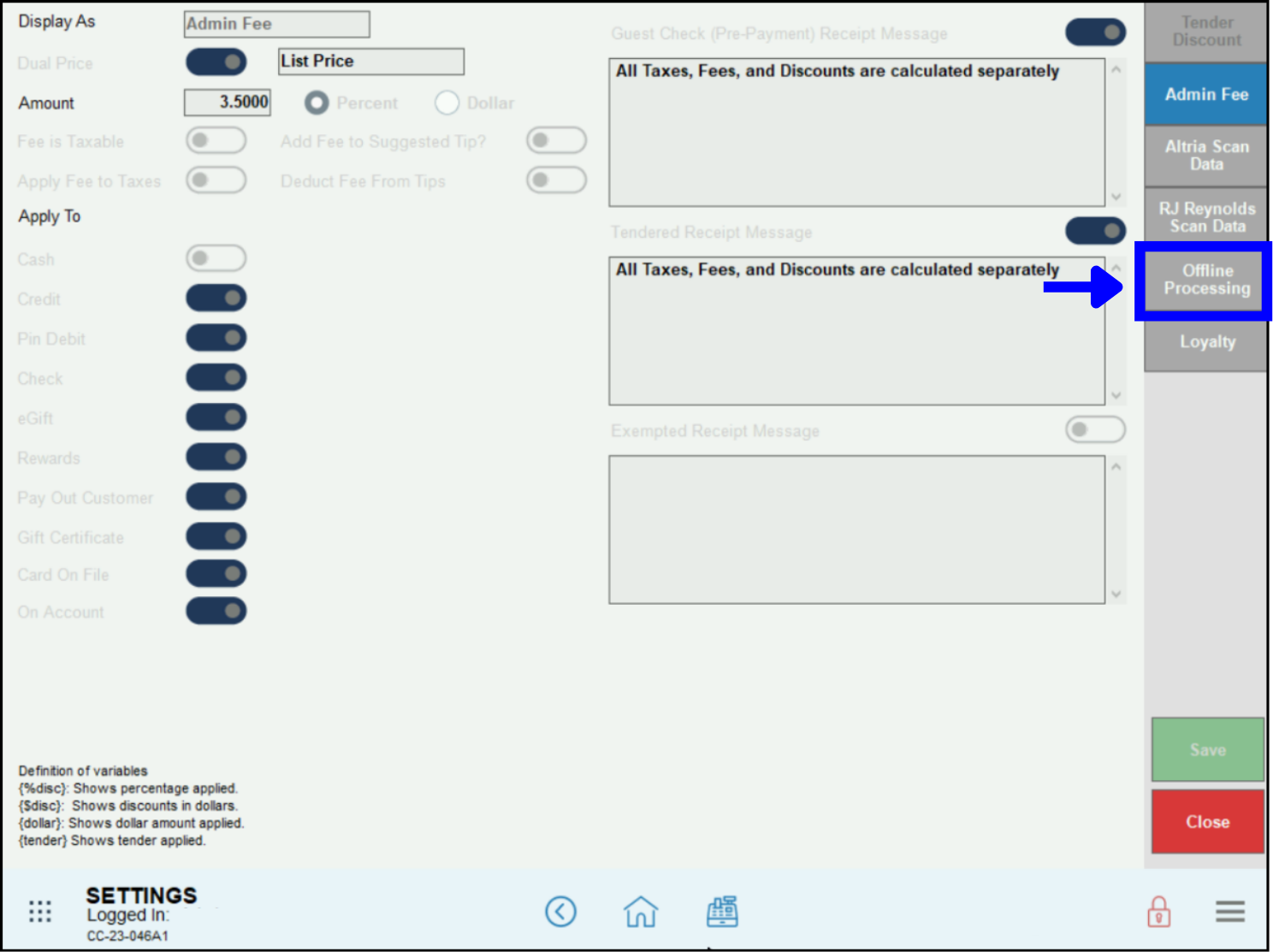 Tap Offline Processing