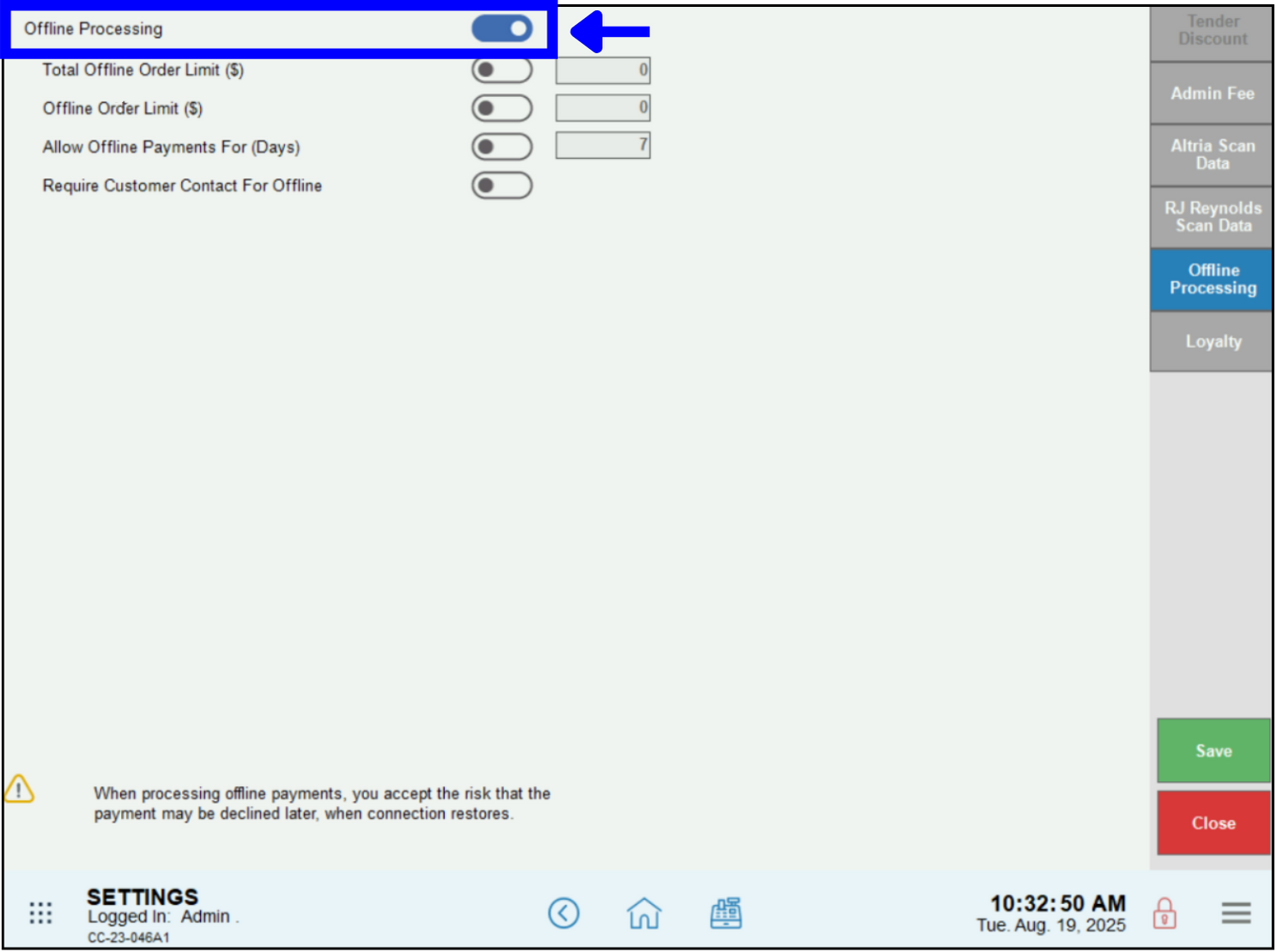 Enable Offline Processing