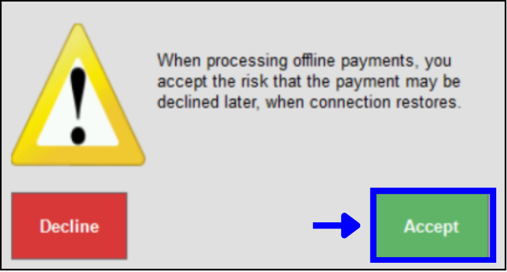  Warning pop-up displays