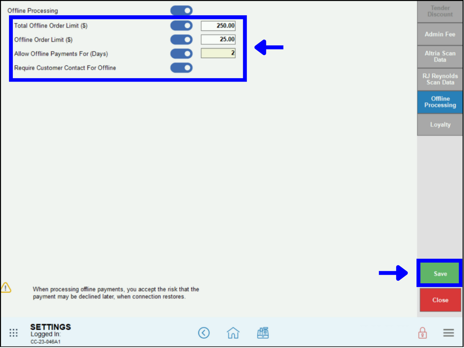 Offline Processing options