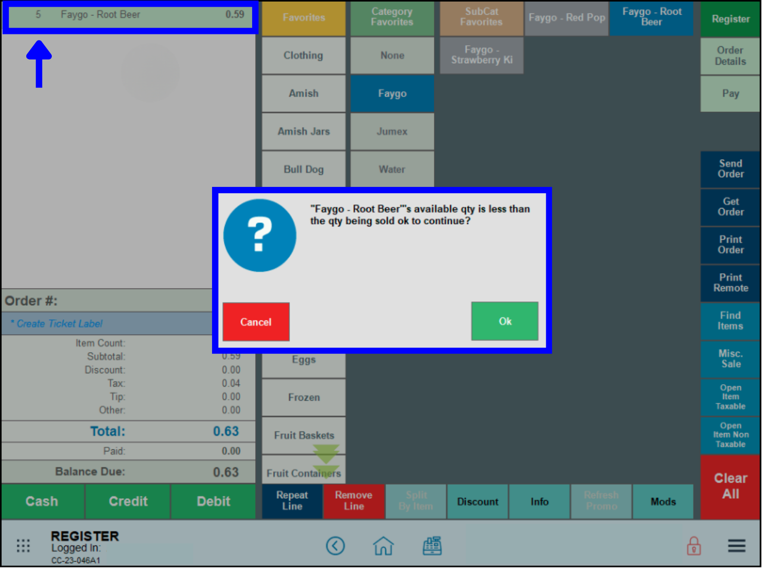 Low Level Quantities in Register –Create a purchase order in the register app