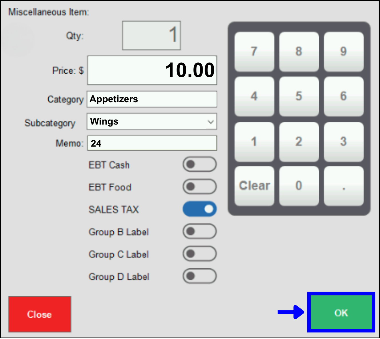 add miscellaneous item