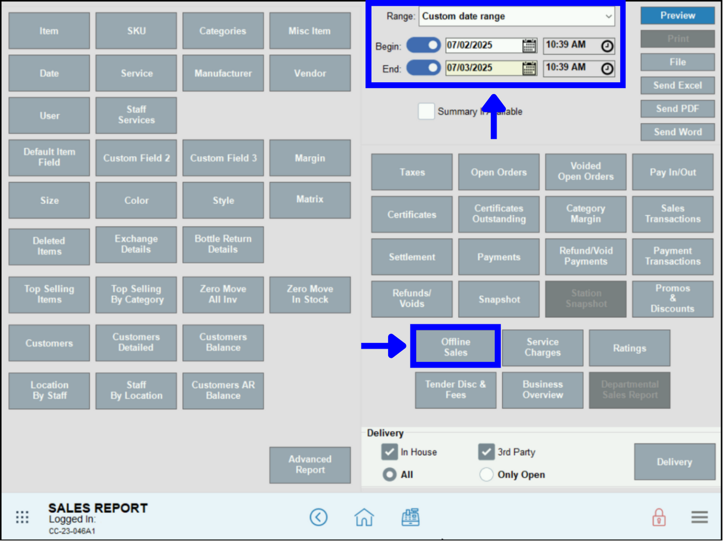 Generate Offline Sales report