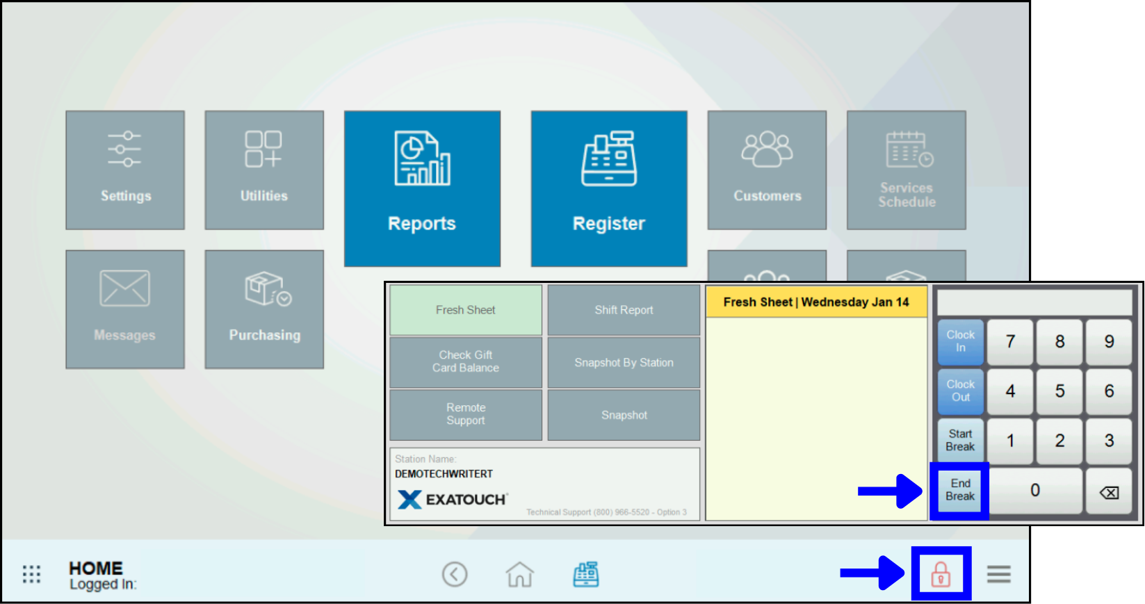 Tap lock icon, then End Break button