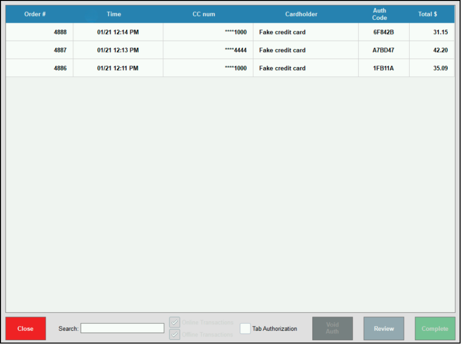 View transaction list