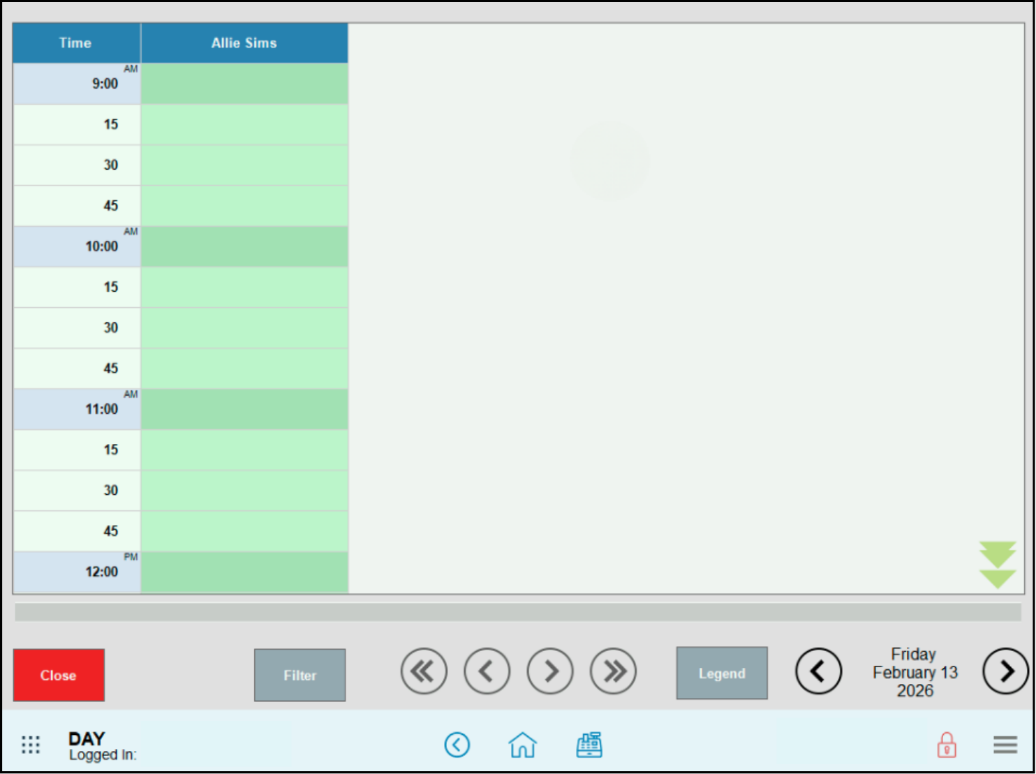 Tap time for appointment