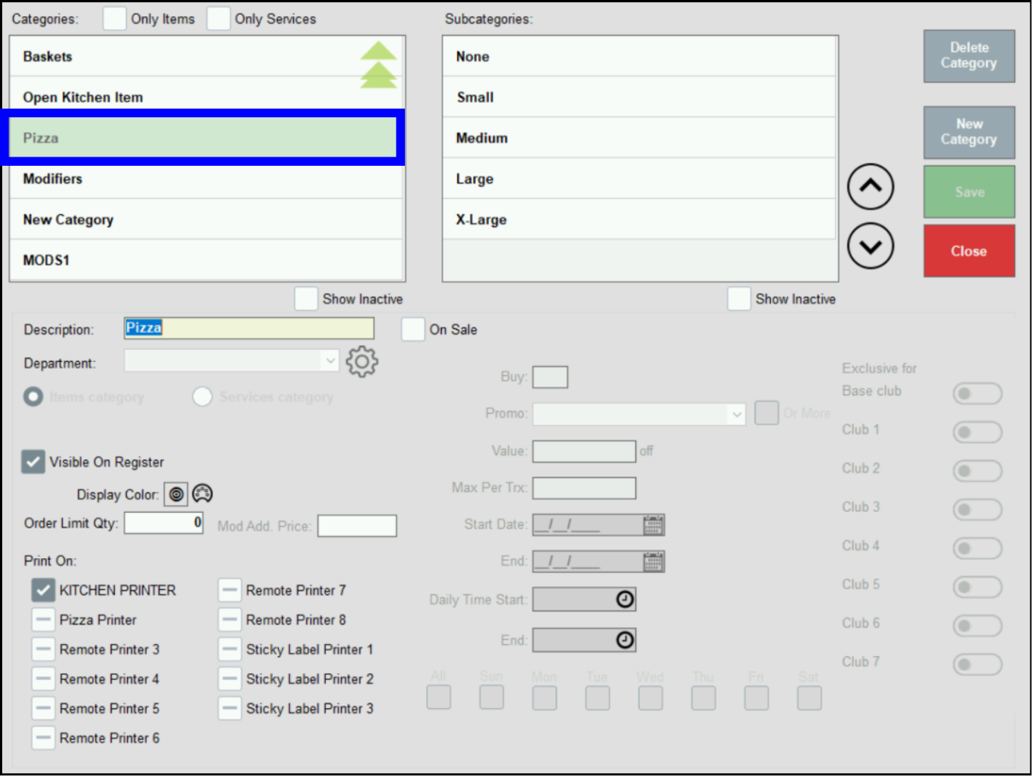 Select Category or Subcategory